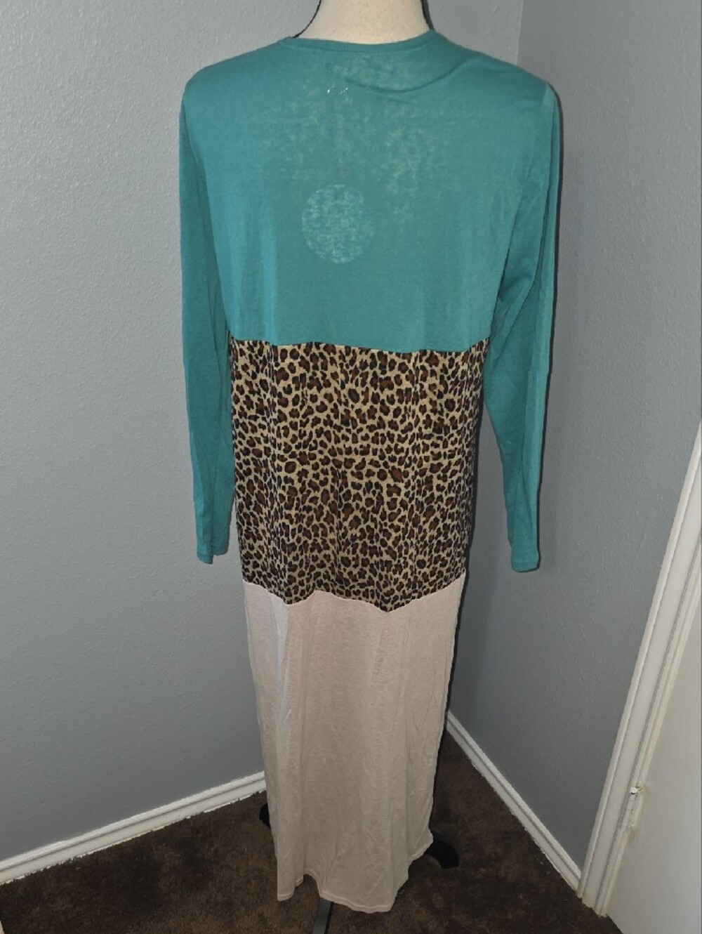 NWT Umgee Tea/Animal Print Linen Blend Colorblock Cardigan Sz M - Picture 6 of 7